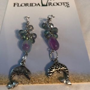 Dangle Florida roots dolphin earrings